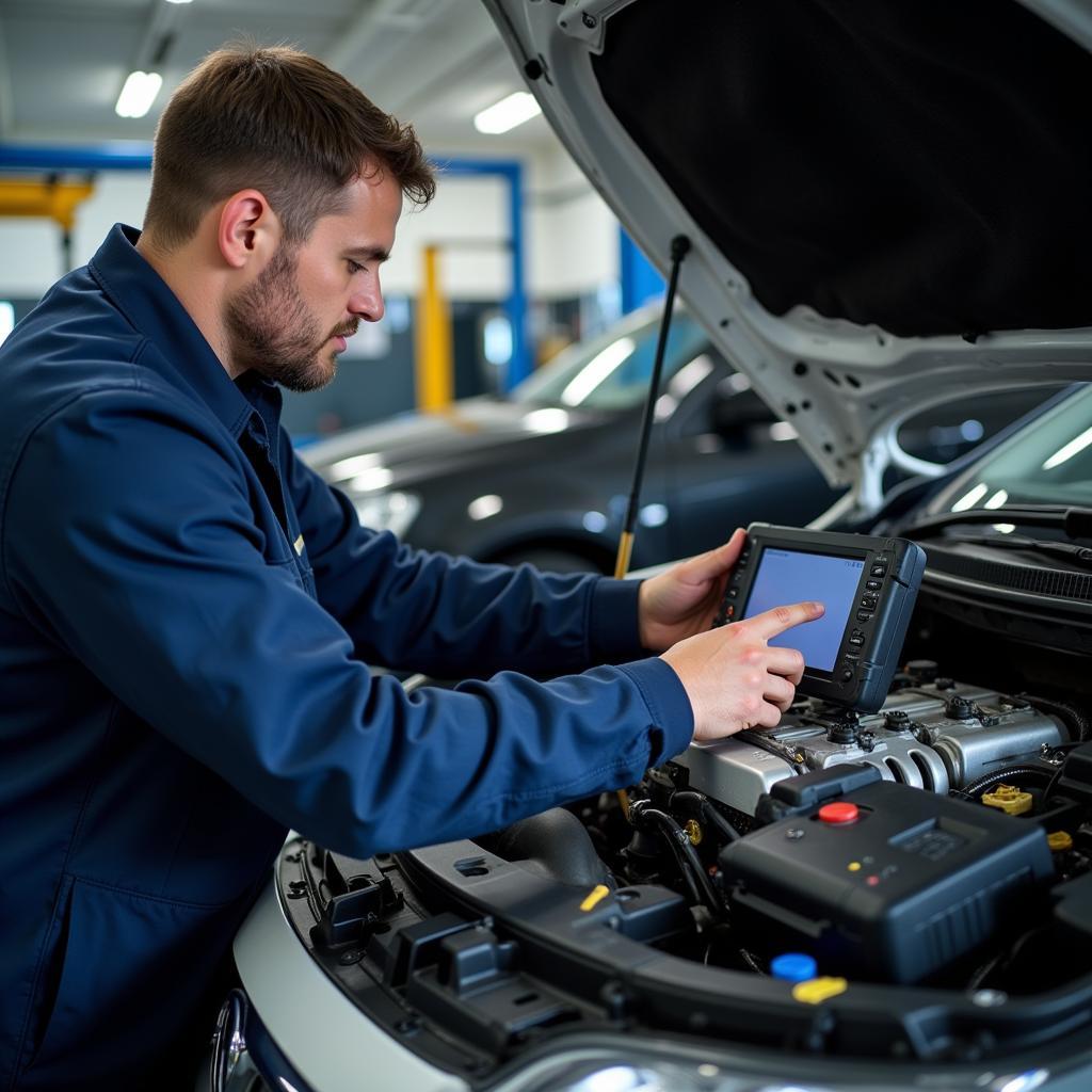 Auto Technician Performing Diagnostic Test