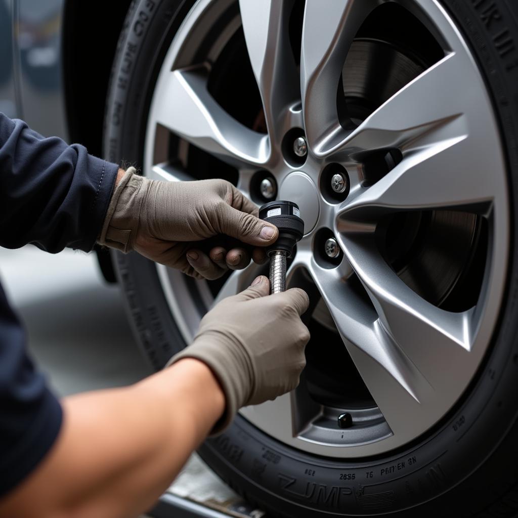 Auto Technician Performing a Tire Rotation