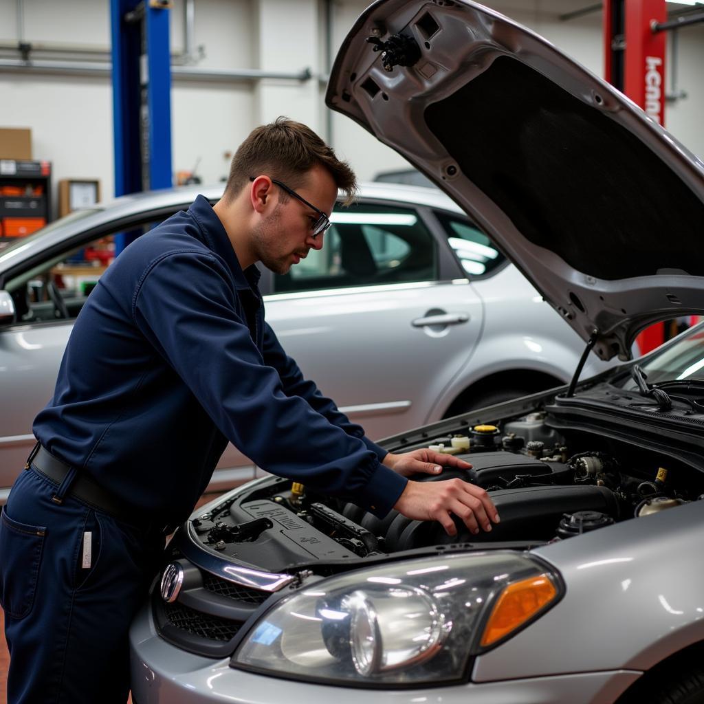 Mechanic Working on a Car in Mattapan MA