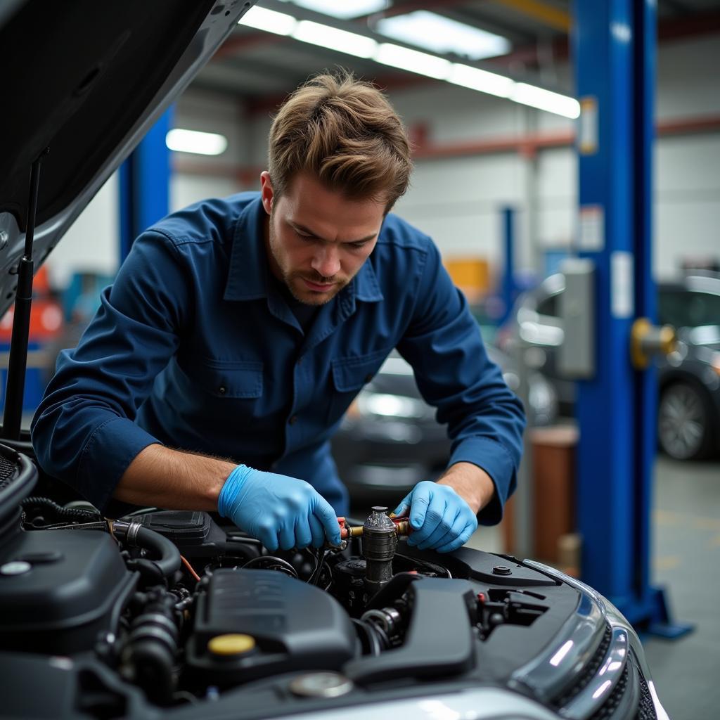 Certified Technician Performing Auto Top Service