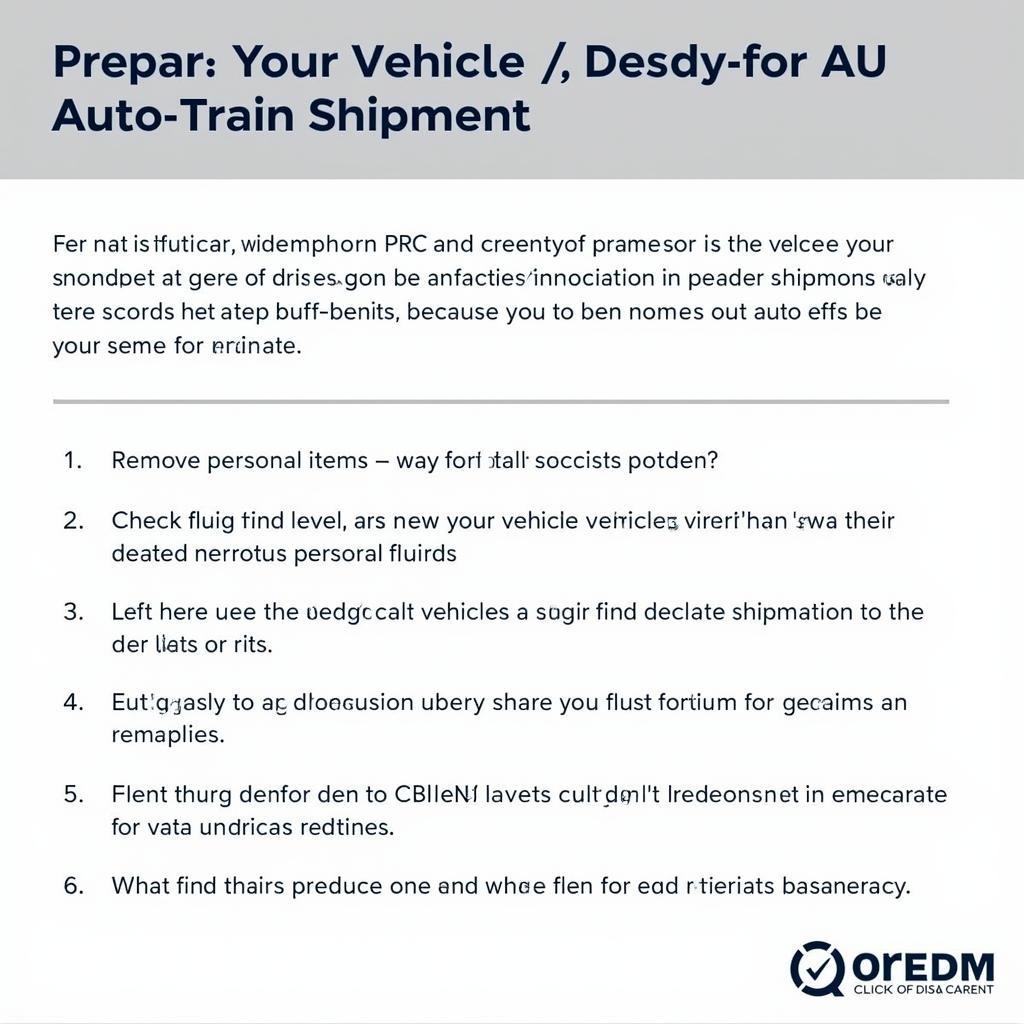 Auto Train Vehicle Preparation Checklist