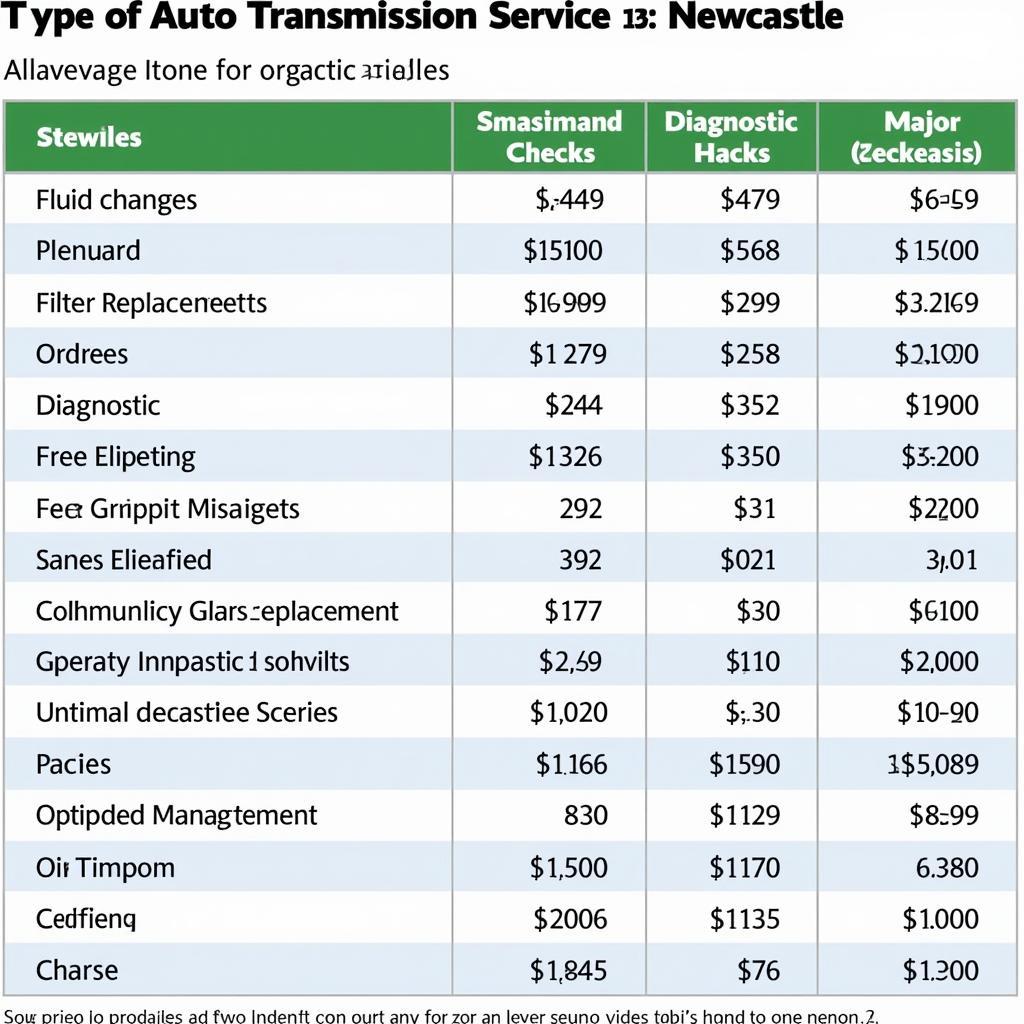 Cost Breakdown for Auto Transmission Service in Newcastle