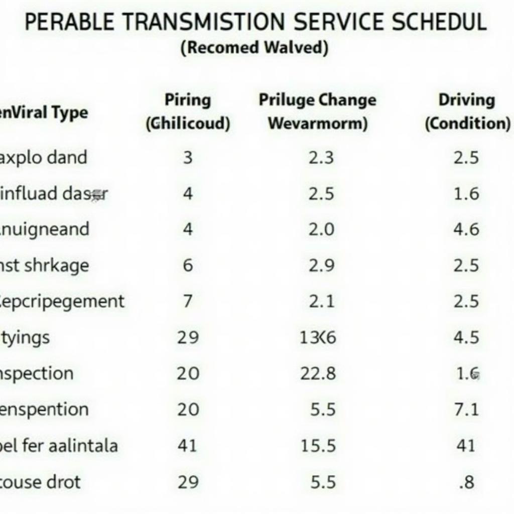 Auto Transmission Service Schedule