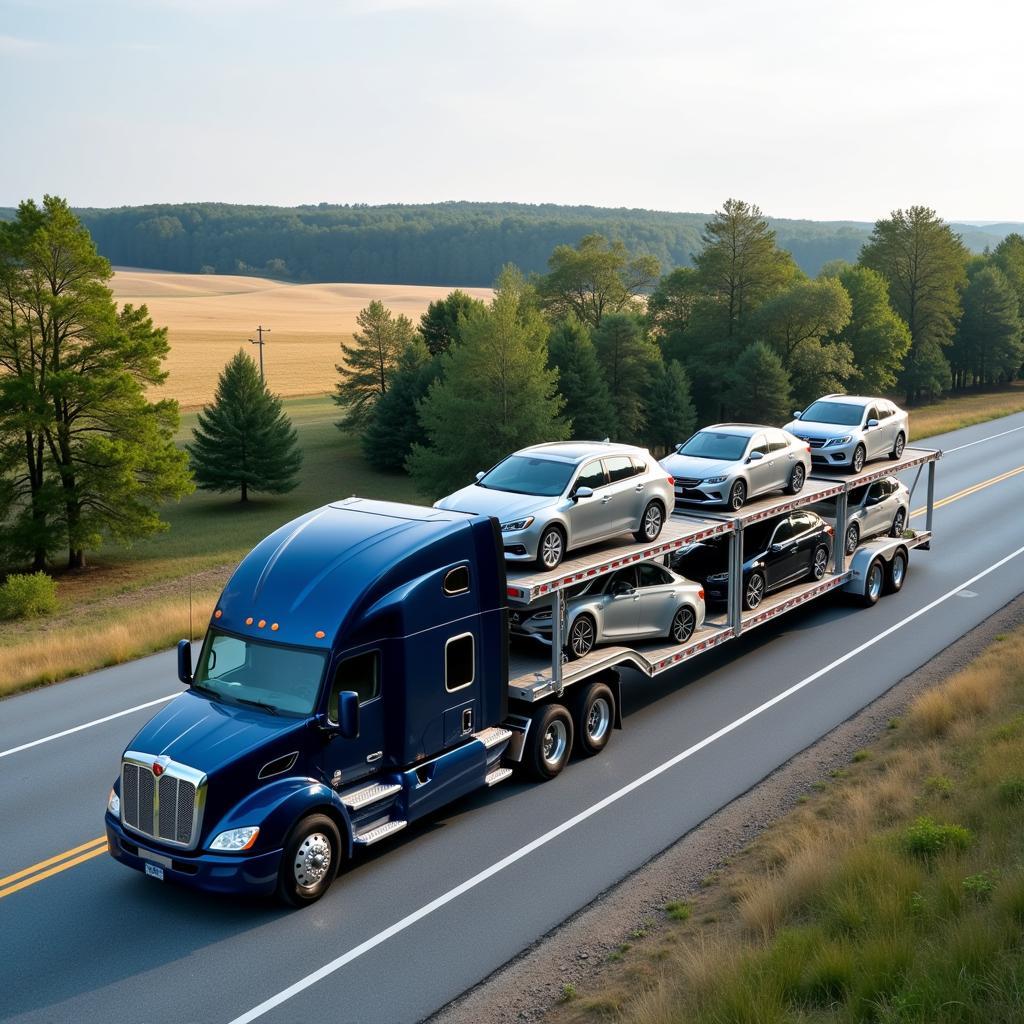 Car carrier transporting vehicles in Charlotte, NC