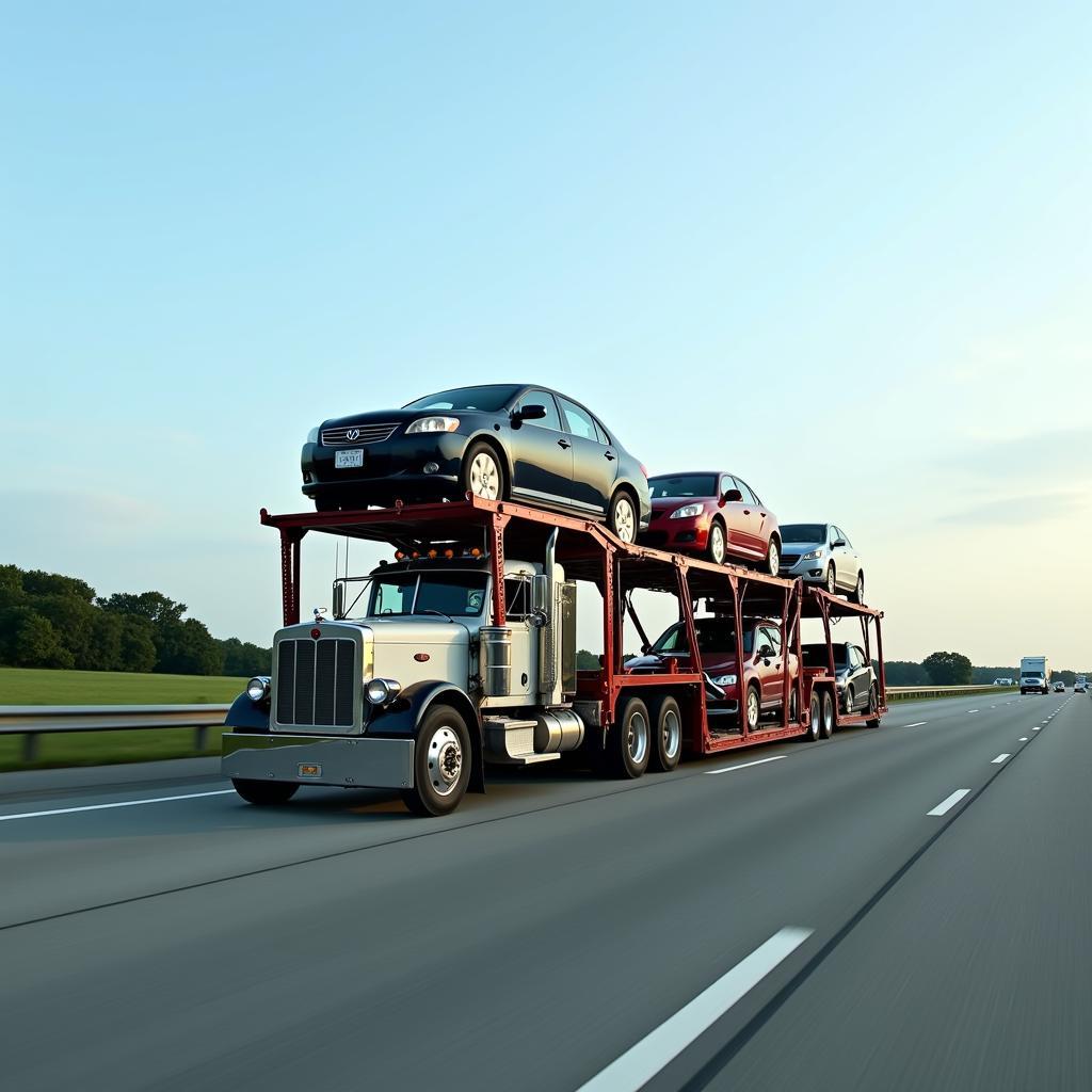 Auto Transport Truck on Highway in Wilmington, Delaware