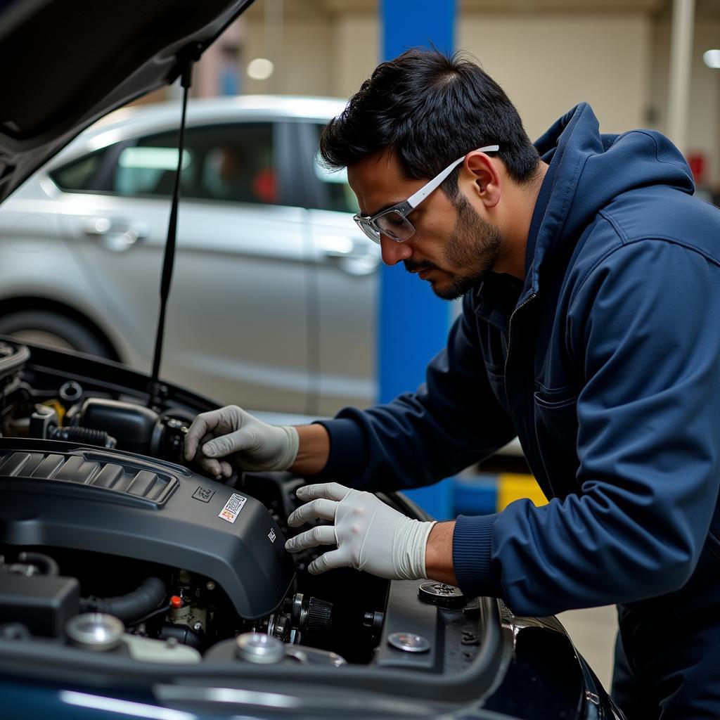 Experienced Mechanic Working on a Car in Bahrain