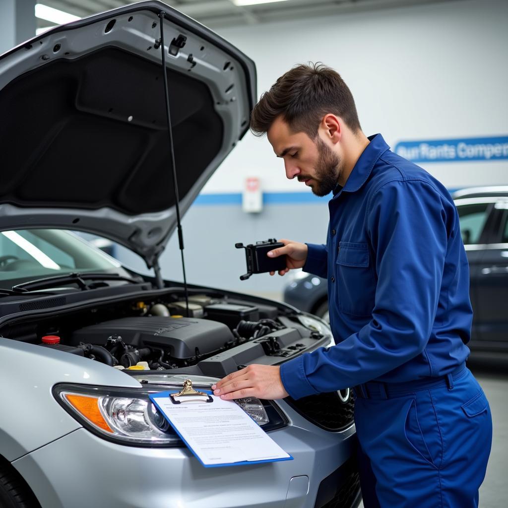 Mechanic Checking a Car in a Ball Auto Service Center