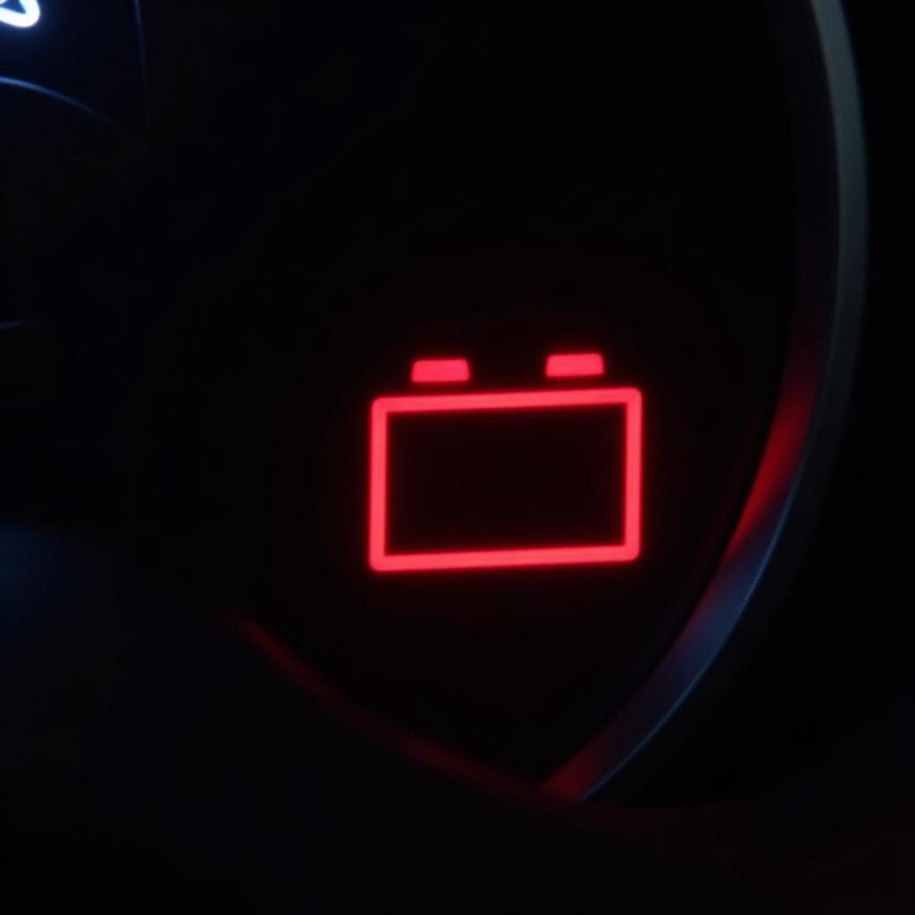 Battery Light Glowing Red on Car Dashboard