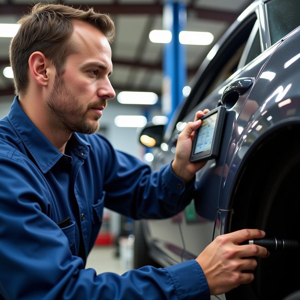 Beahm's Auto Service Technician Performing Diagnostics