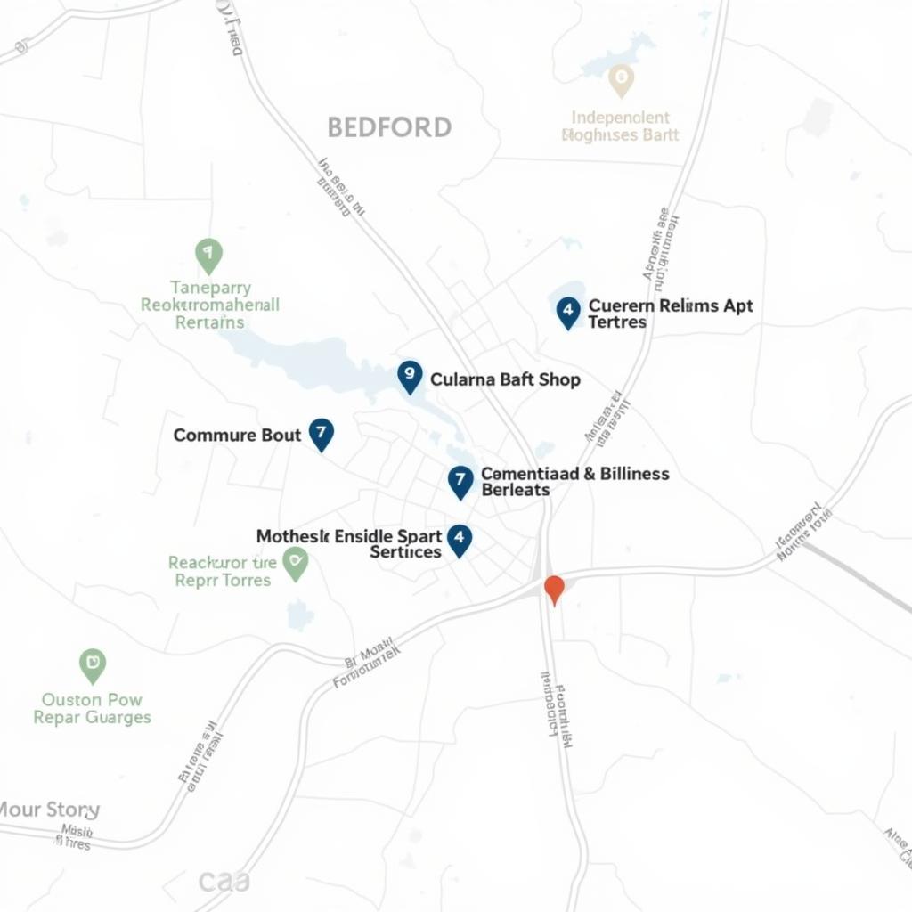 Map of Auto Service Locations in Bedford