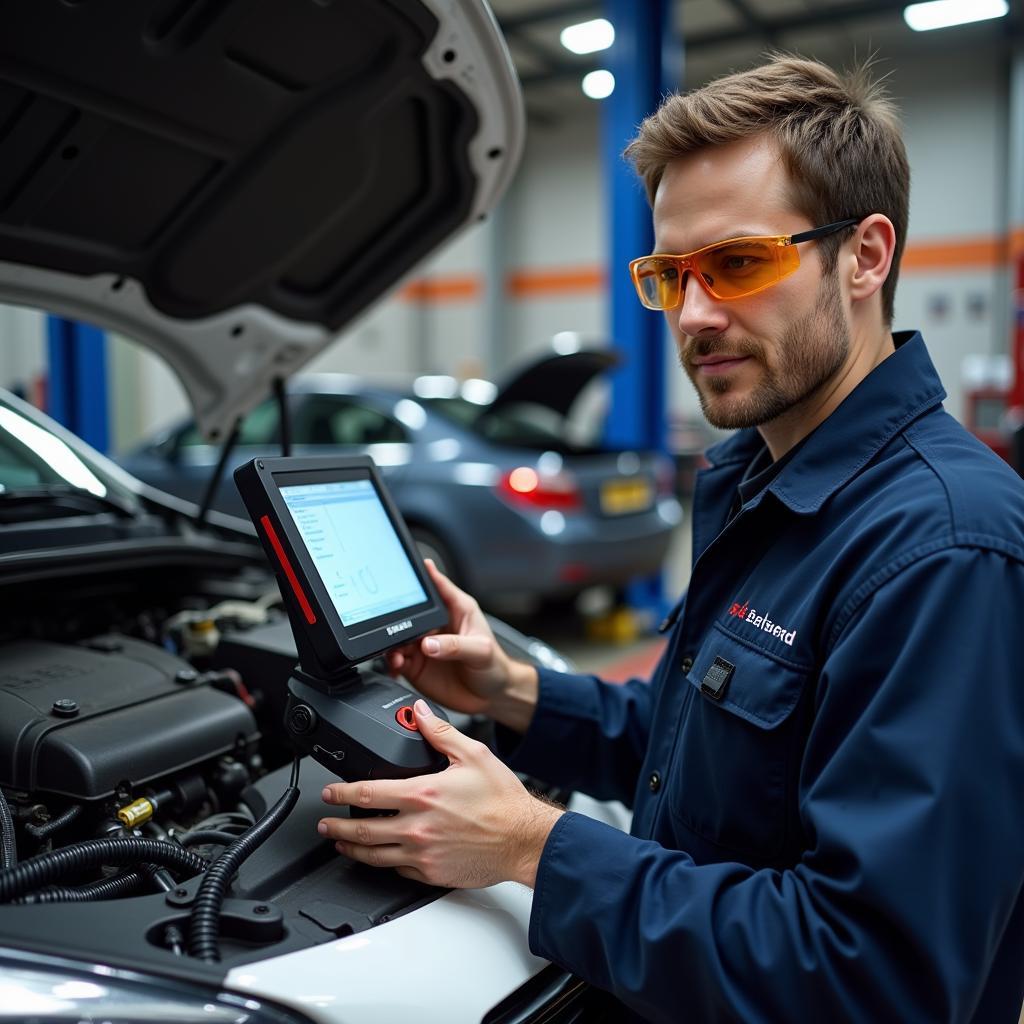 Certified Auto Service Technician Working on a Car in Bedford