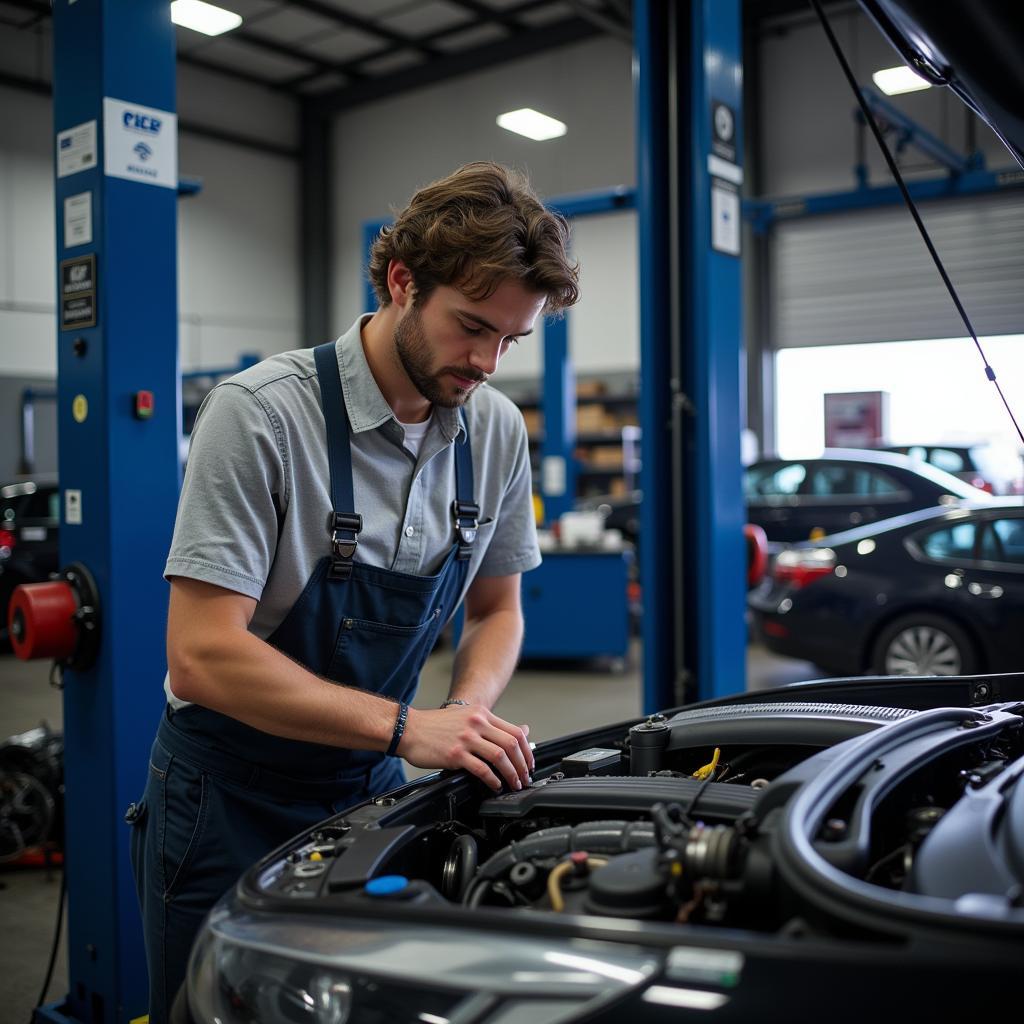 Experienced Auto Service Technician at Work