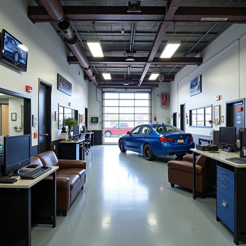 Modern and clean auto service shop interior in Boston MA