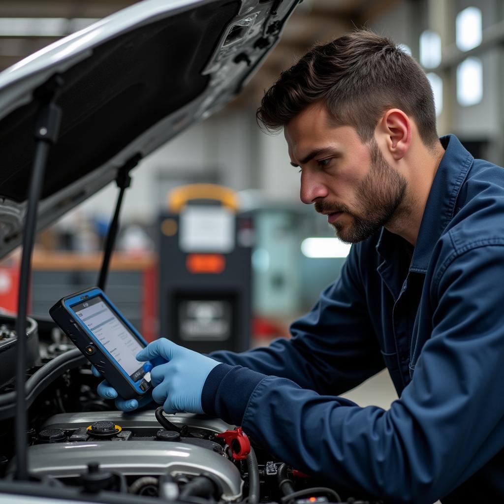 Bozeman Auto Mechanic Working on a Car Engine