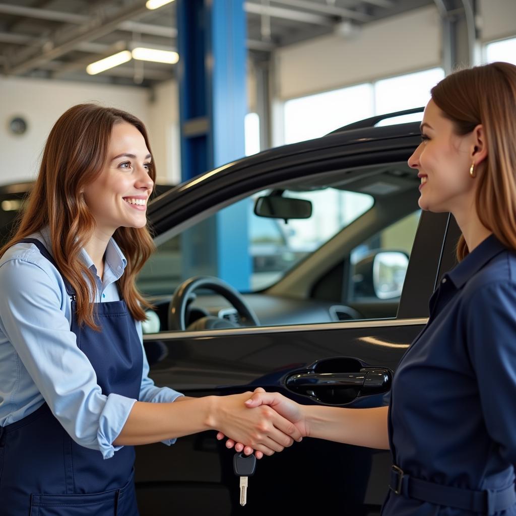 Satisfied Customer Receiving Car After Service in Brookville, PA