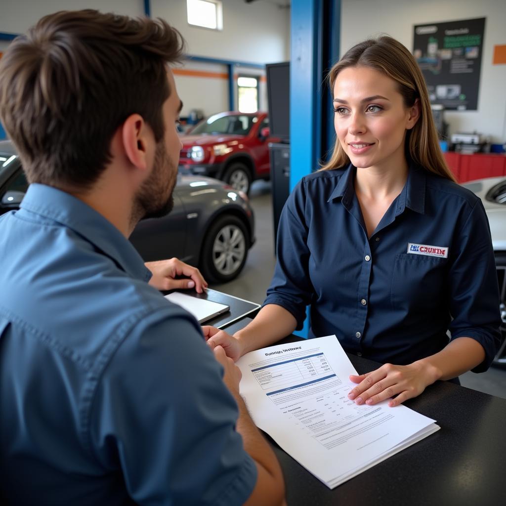 Customer Consulting with Service Advisor at Brothers Tire Shop & Auto Service