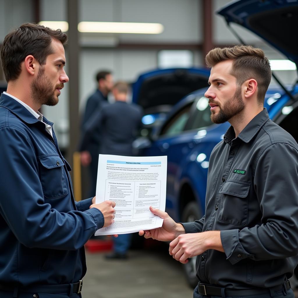 Brydens Auto Service Customer Discussing Repairs with Technician