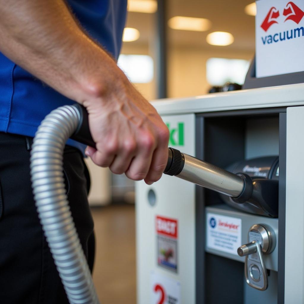 Customer Using Buc-ee's Vacuum Station