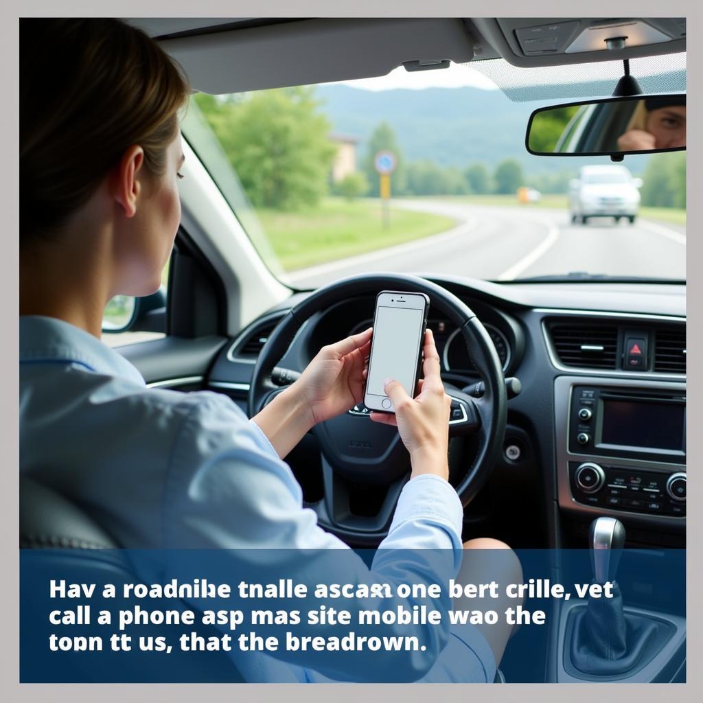 Driver calling for roadside assistance using a mobile phone