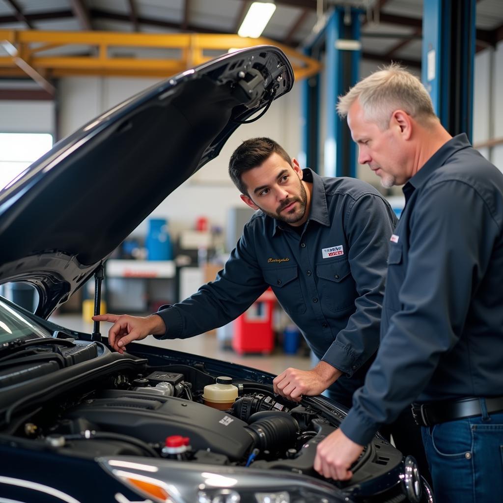 Canton Mechanic Explaining Car Repair to Customer