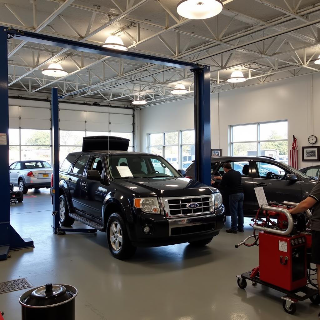 Cape Cod Auto Repair Shop with Mechanics Working on a Car