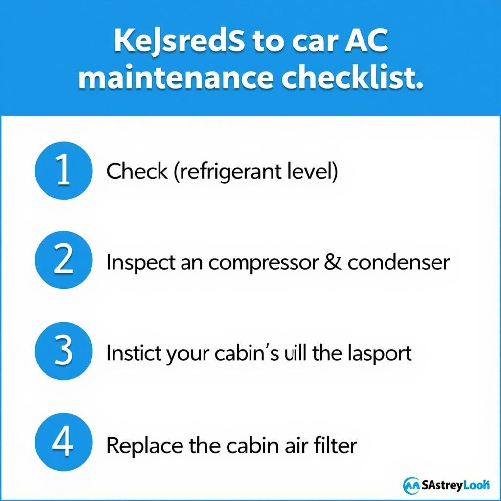 Checklist for car AC maintenance