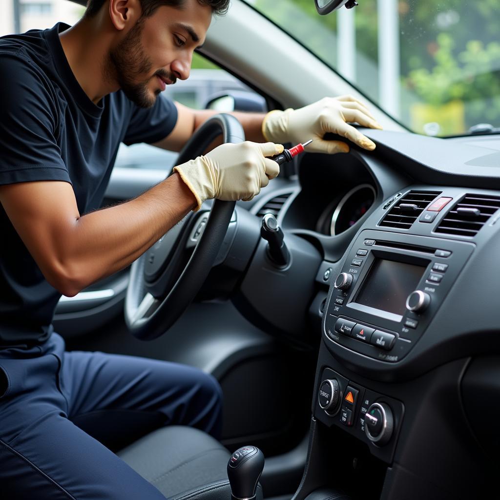 Car AC Repair Shop in Mumbai Technician Working