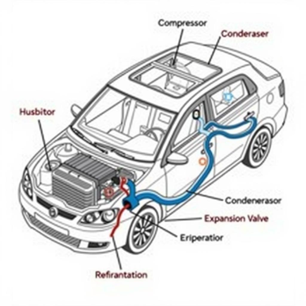 Car AC System Components Diagram