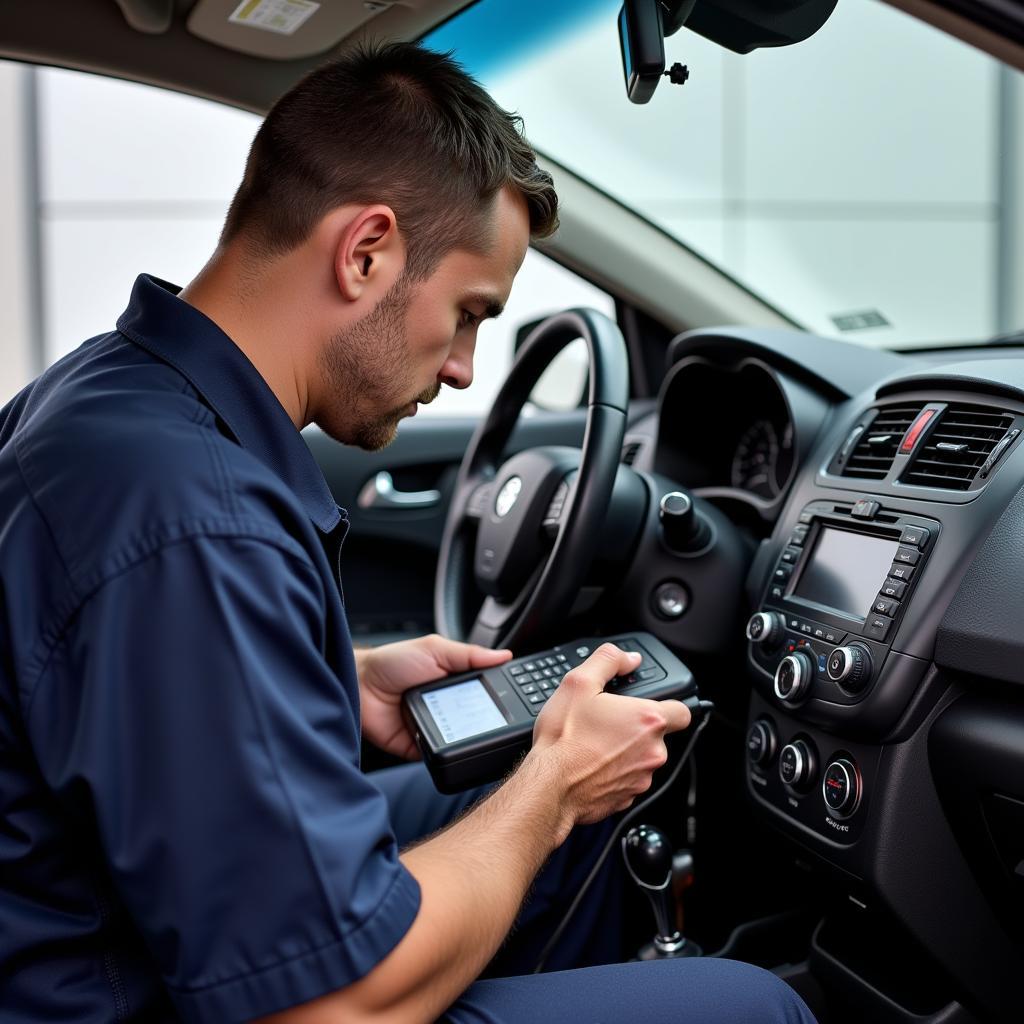 Perth Auto Aircon Service Technician Checking Refrigerant Levels