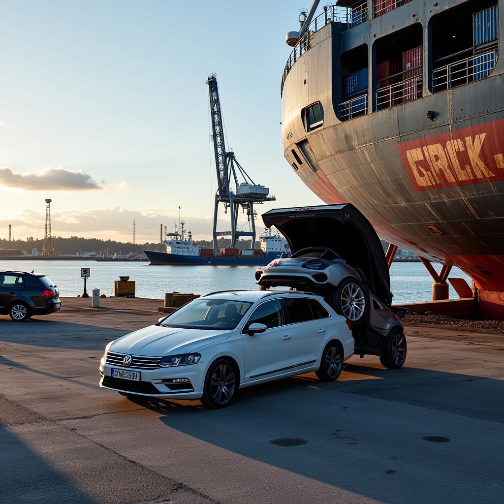 Car Being Loaded for Transport at Drammen Port