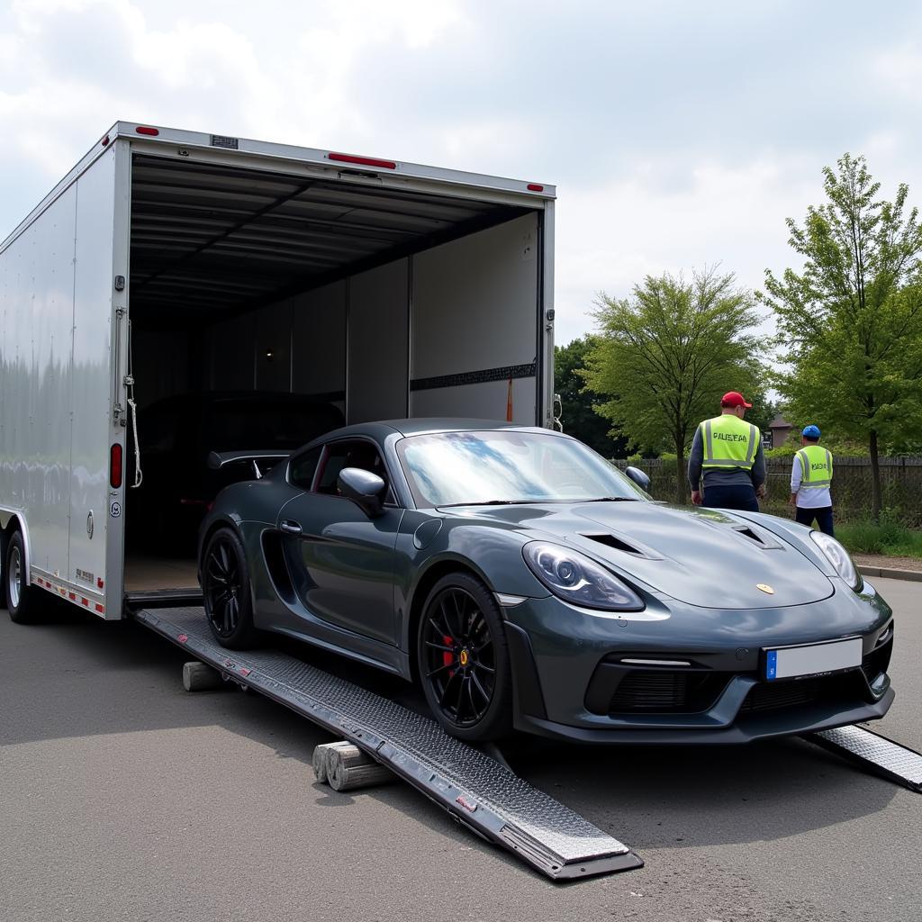 Car Being Loaded onto a Transport Truck