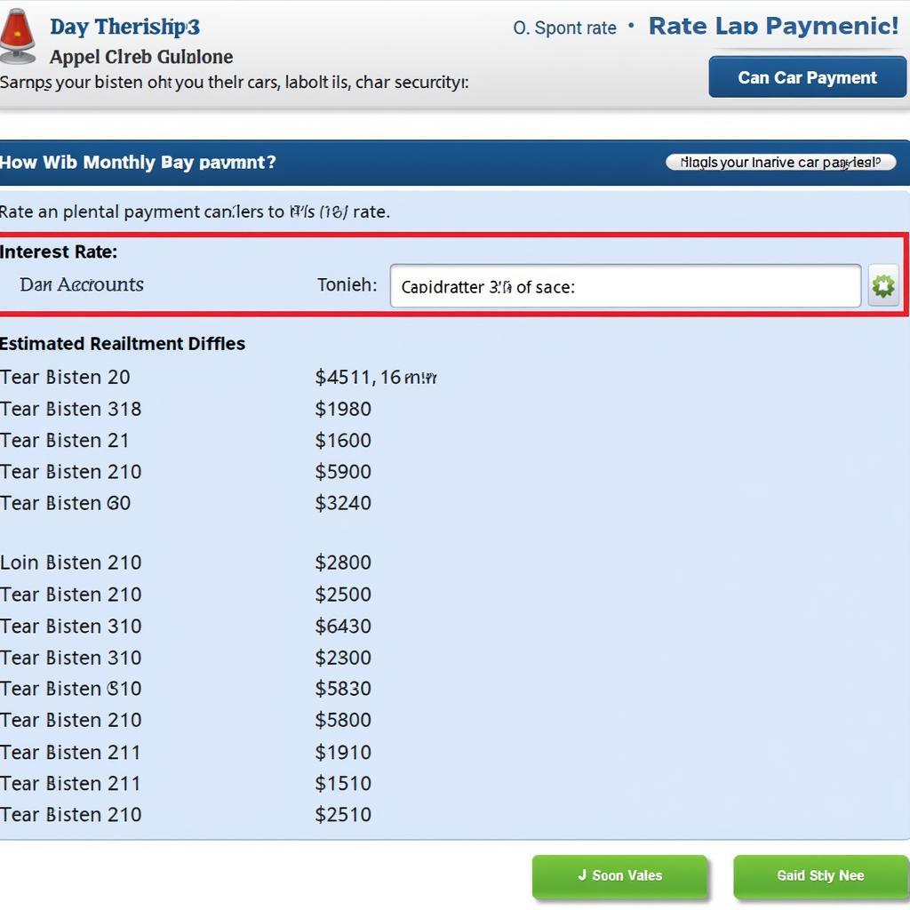 Car Financing Interest Rate Calculator