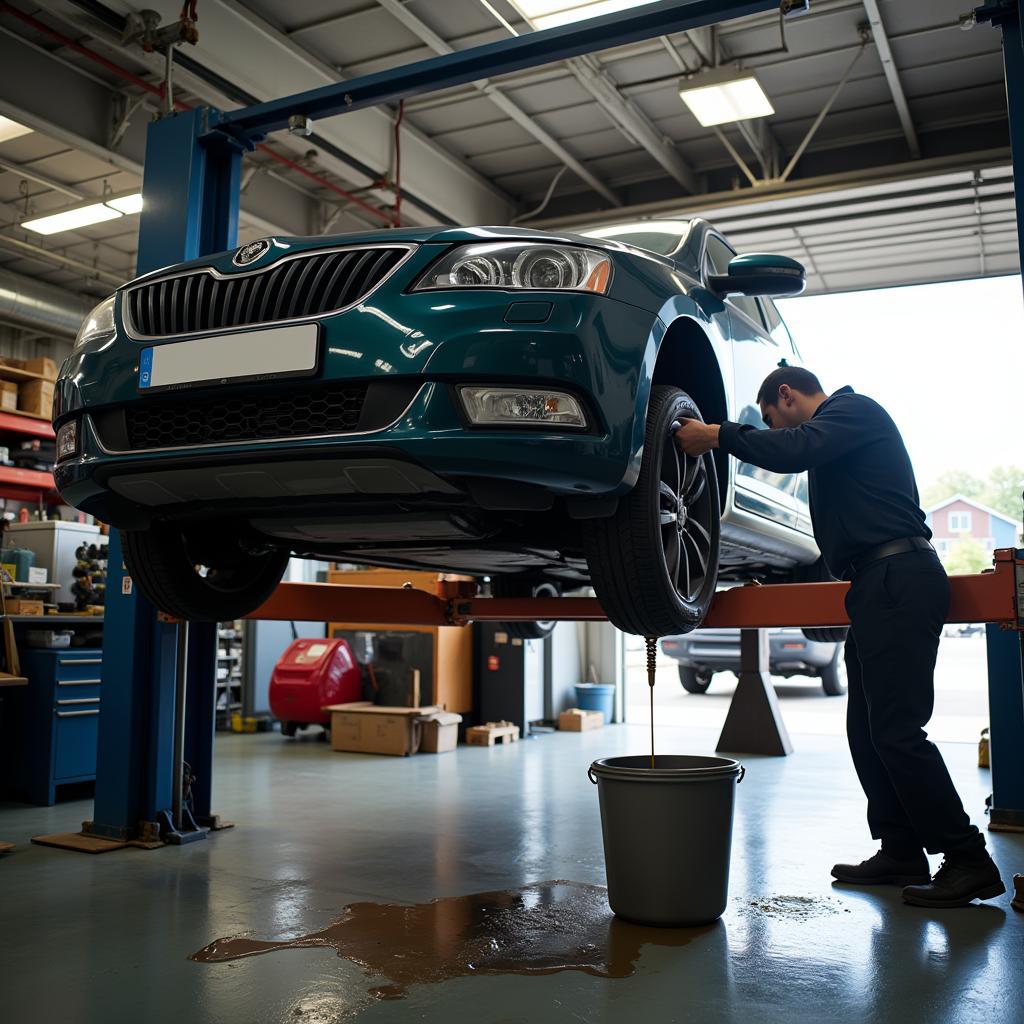 Car Getting an Oil Change