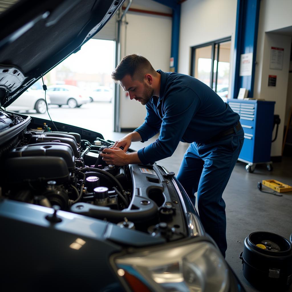 Car Undergoing Routine Maintenance at an Allied Auto Service Center