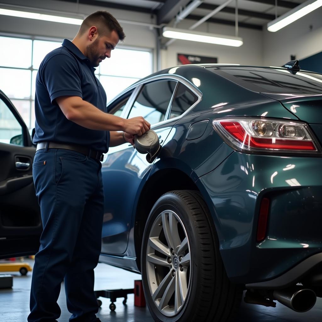 Routine car maintenance being performed in Bridgeton, MO