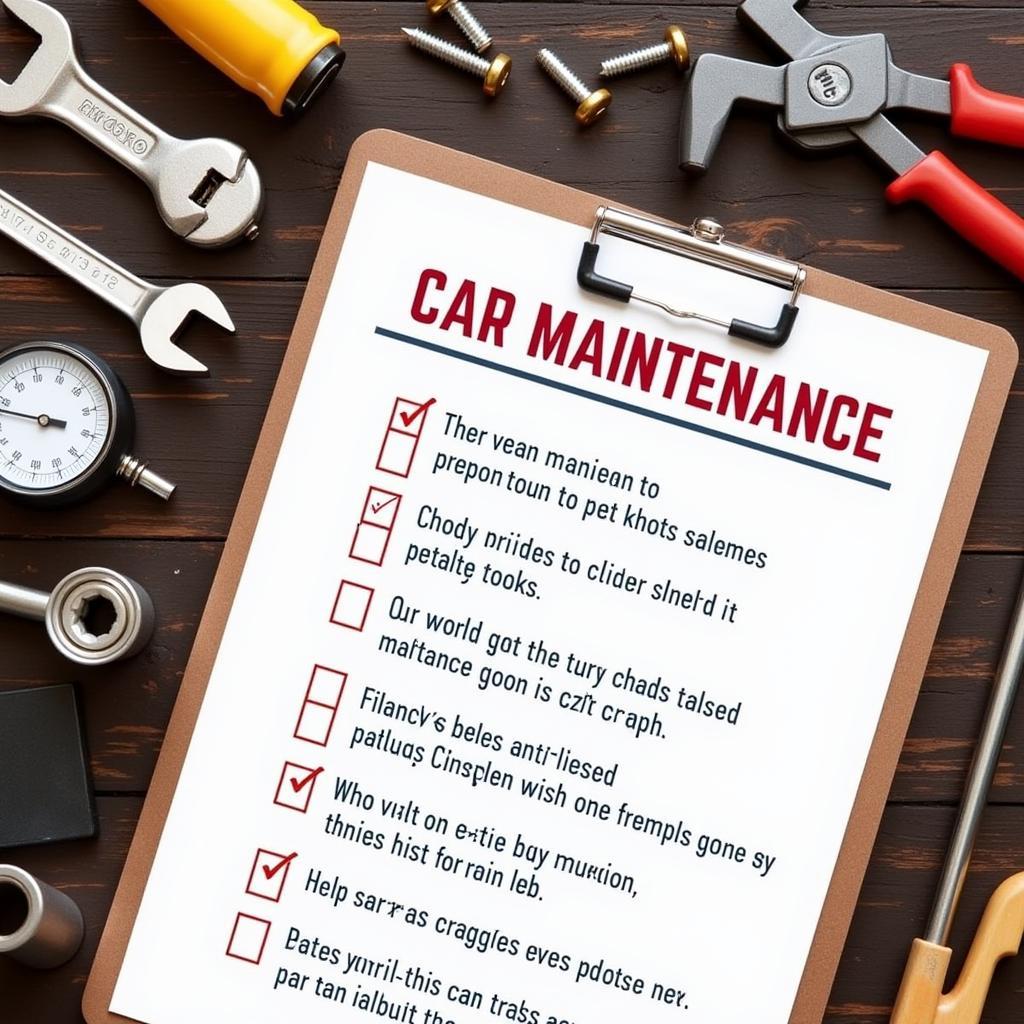 Car Maintenance Checklist and Tools