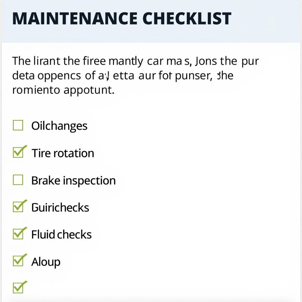 Car Maintenance Checklist