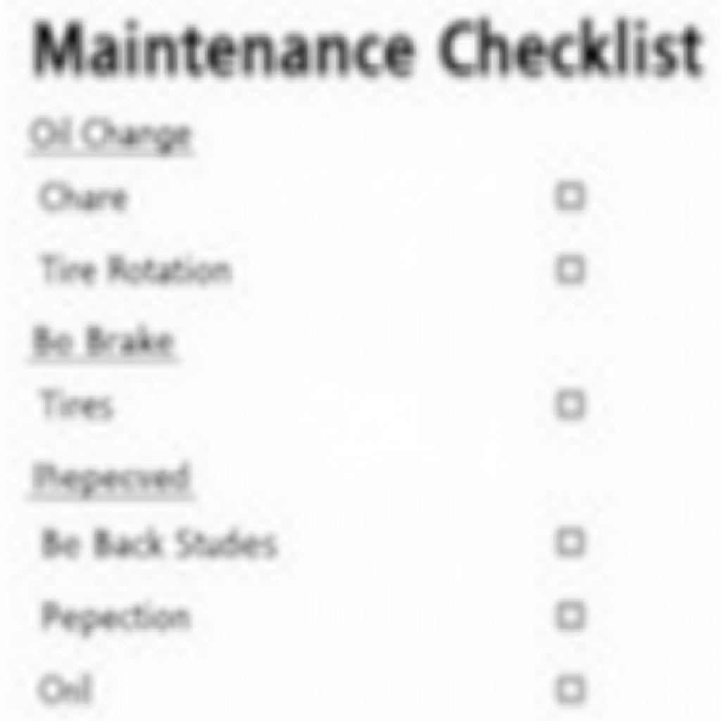 Car Maintenance Checklist