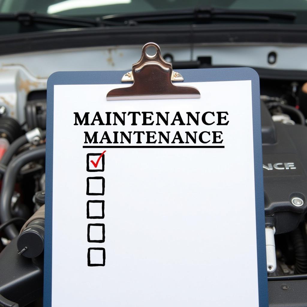 Car Maintenance Checklist on a Clipboard