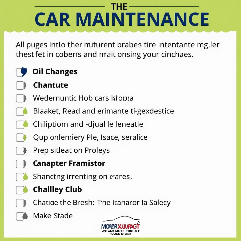 Checklist for car maintenance