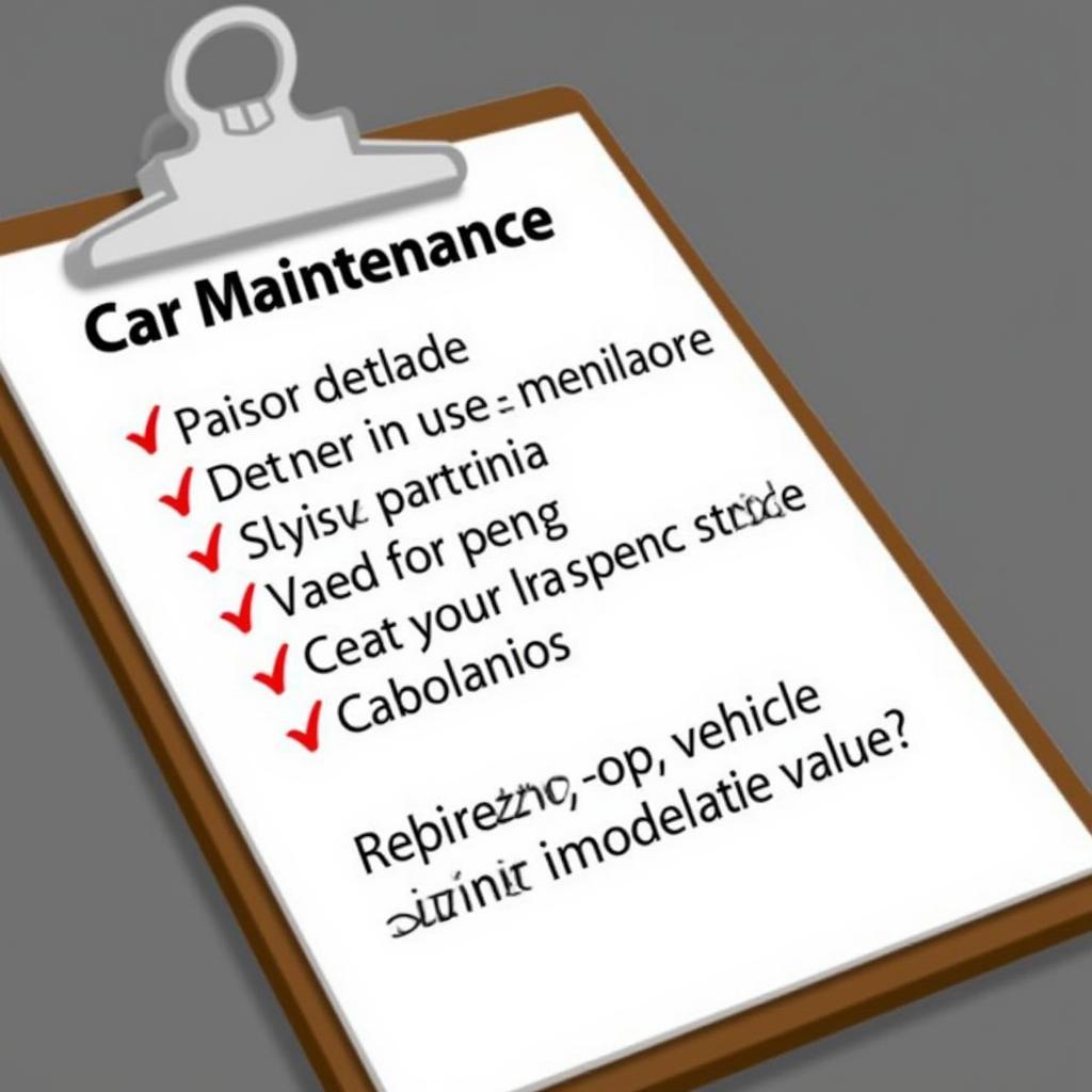 Car Maintenance Checklist on a Clipboard