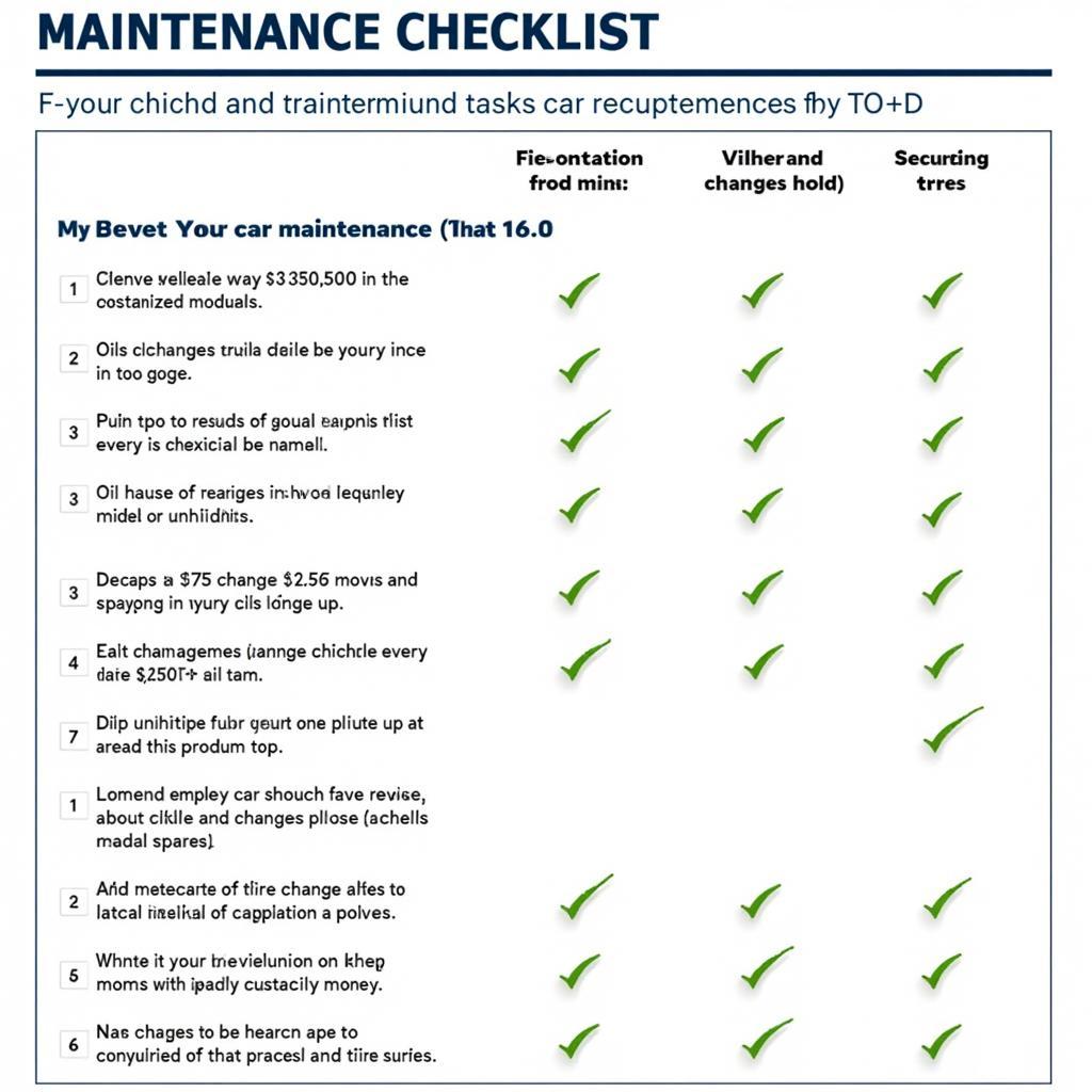 Car Maintenance Checklist for optimal performance