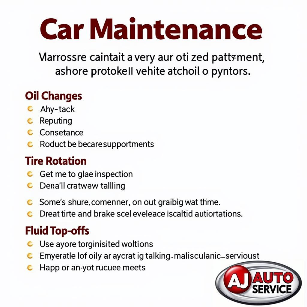 Car Maintenance Checklist at AJ Auto Service