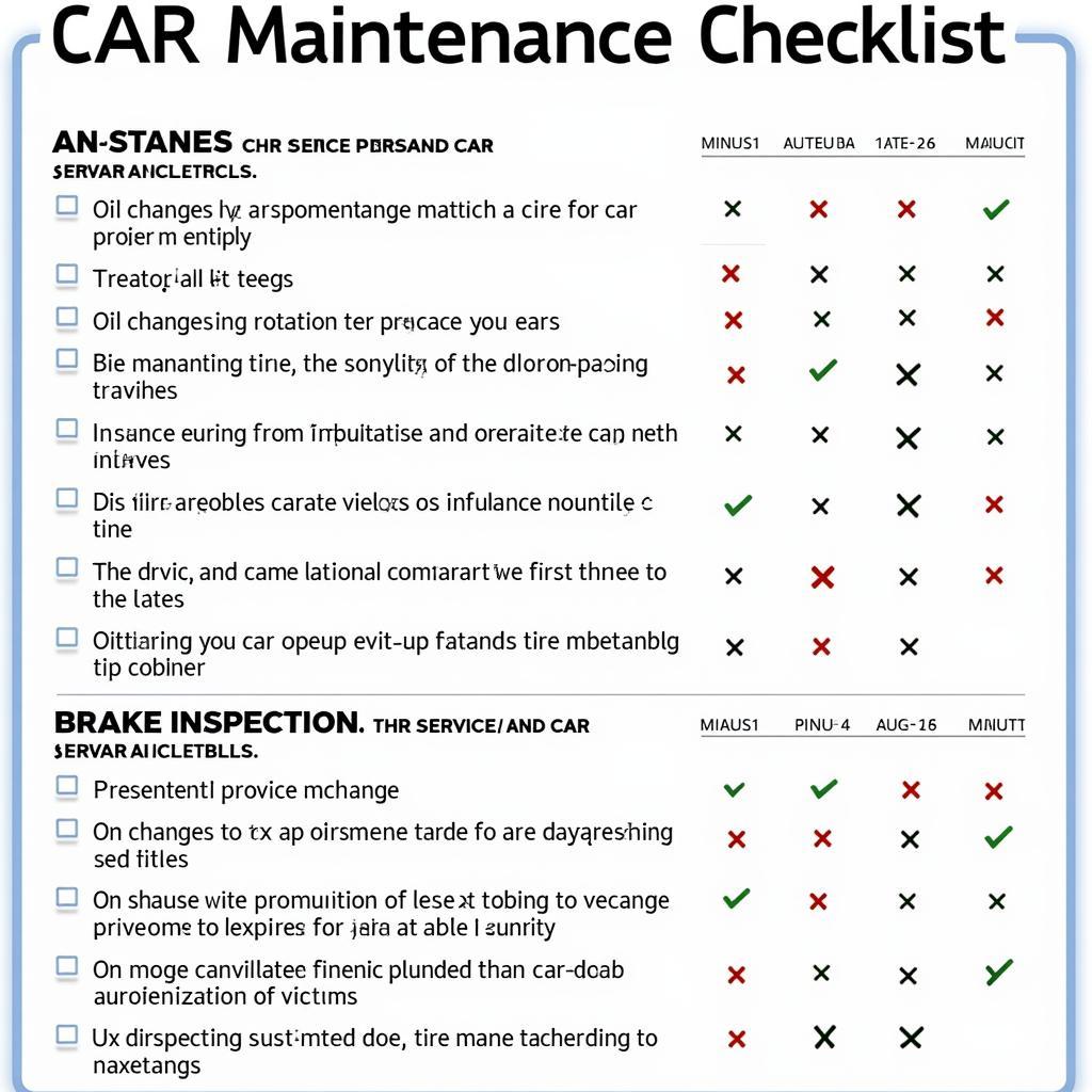 Car Maintenance Checklist