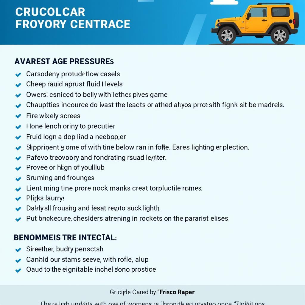 A checklist for essential car maintenance tasks.