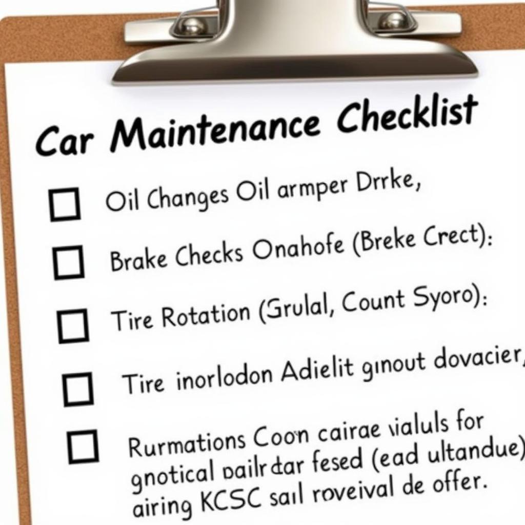 Car Maintenance Checklist Nugegoda - A checklist on a clipboard highlighting essential car maintenance tasks for vehicles in Nugegoda.