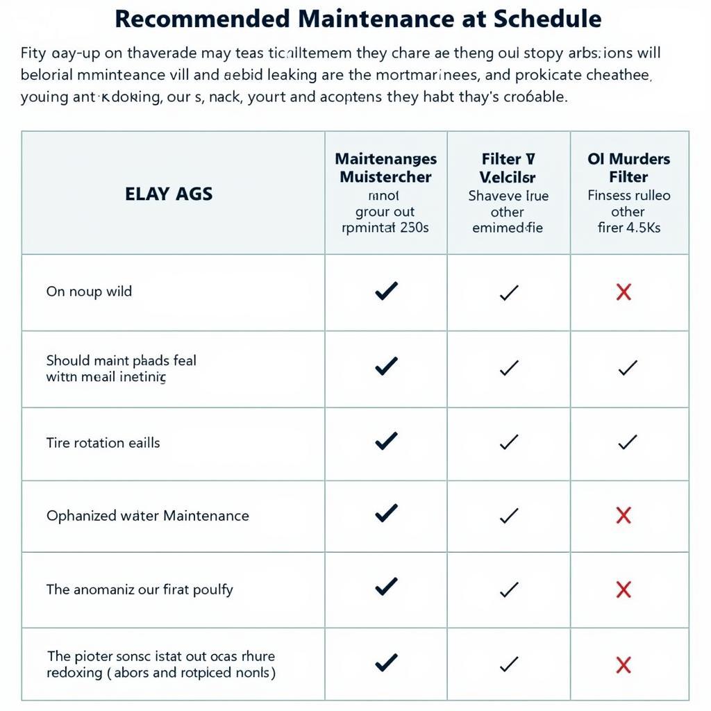 Car Maintenance Schedule Chart