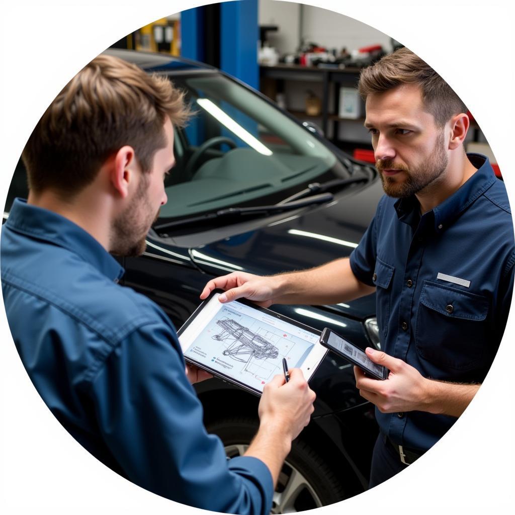 Car Owner Discussing Repair Options with Mechanic