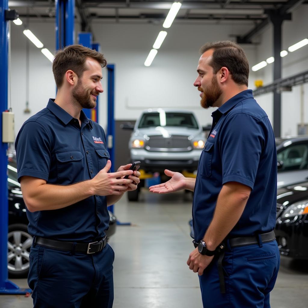 Car Owner Discussing Car Issues with Service Advisor