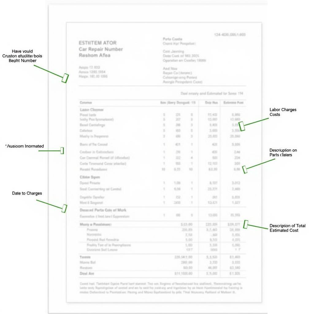 Car Repair Estimate Breakdown